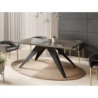WFL GROUP Esstisch Vance im Modern Still, Rechteckig Tisch - Ausziehbar von 160 cm bis 260 cm, Pulverbeschichtete Schwarzen Metallbeine - 160 x 90 cm - Chicago Beton Grau