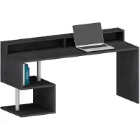 Dmora Schreibtisch Dcheddir, linearer Schreibtisch mit Ablagefächern, Mehrzweck-Büroschreibtisch mit Platte, 180x60h93 cm, Schiefer