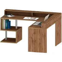 Dmora Schreibtisch Dcharpentie, Eckschreibtisch mit Ablagefächern, Mehrzweck-Büroschreibtisch mit Platte, 180x92,5x160 cm, Eiche
