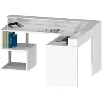 Dmora Schreibtisch Sansone, Eckschreibtisch mit Ablagefächern, Mehrzweck-Büroschreibtisch mit Platte, 180x92,5x160 cm, Weiß