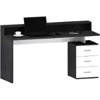 Dmora Schreibtisch Dchiriche, Schreibtisch mit Platte, Mehrzweck-Büroschreibtisch, platzsparender Schreibtisch mit mehreren Positionen, 160x60h90 cm, Weiß und Schiefer
