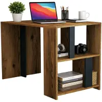 Dmora Schreibtisch Dpican, Mehrzweckschreibtisch, Bürotisch für PC, Eckschreibtisch, 120x60h75 cm, Walnuss und Anthrazit