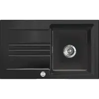 SYSTEMCERAM Auflagespüle KeraDomo KARA 85 in Nero mit Excenterbedienung