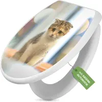 Banjado Toilettendeckel weiß mit Absenkautomatik und Motiv Kleine Katze [TDW 12791]