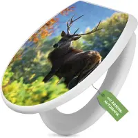 Banjado Toilettendeckel weiß mit Absenkautomatik und Motiv Hirsch [TDW 10321]