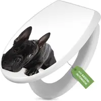Banjado Toilettendeckel weiß mit Absenkautomatik und Motiv Bulldogge [TDW 10004]