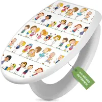 Banjado Toilettendeckel weiß mit Absenkautomatik und Motiv Kinder [TDW 10882]