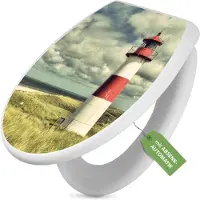 Banjado Toilettendeckel weiß mit Absenkautomatik und Motiv Leuchtturm Sylt [TDW 12680]