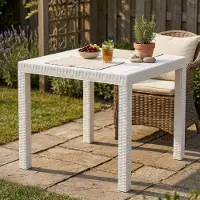 Dmora Gartentisch Marte 80x80x74h cm Weiß, 6 Personen
