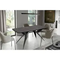 WFL GROUP Ausziehbarer Esstisch Loft-Stil – Rechteckiger Tisch mit Schwarzen Metallbeinen – Industrietisch mit Abgerundeten Ecken – Platzsparender für 10-14 Personen – 200-280 cm – Marmor Schwarz
