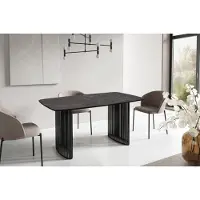 WFL GROUP Esstisch Rechteckig Ausziehbar mit Lamellen im Loft-Stil – 160 bis 240 cm – Schwarzen Metallbeinen, Industrieller Tisch mit Abgerundeten Ecken für 8-12 Personen – Wohnzimmer – Marmor Schwarz