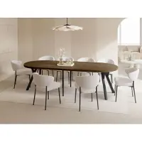 WFL GROUP Esstisch Rund Groß XXL Ausziehbar im Loft-Stil – 100 bis 250 cm – Extra Lang Ausziehtisch mit Schwarzen Holzbeinen, Industrieller Tisch für 5-14 Personen – Eiche Braun Rustikal