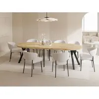 WFL GROUP Esstisch Rund Groß XXL Ausziehbar im Loft-Stil – 100 bis 250 cm – Extra Lang Ausziehtisch mit Schwarzen Holzbeinen, Industrieller Tisch für 5-14 Personen – Esszimmertisch – Eiche Hell Braun