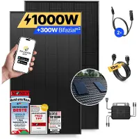 Solakon Balkonkraftwerk 1000W Solaranlage mit Ziegeldach Halterung (Einzelmont.) Steckerfertig Komplettset Photovoltaik Anlage 800W, Kabellänge: 10m,