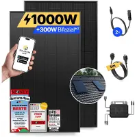 Solakon Balkonkraftwerk 1000W Solaranlage mit Ziegeldach Halterung (Einzelmontage) Steckerfertig Komplettset Photovoltaik Anlage 800W, Kabellänge: 5m,