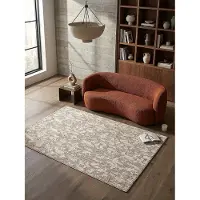 KADIMA DESIGN Waschbarer Kurzflor Teppich Beige | Modernes abstraktes Design | Pflegeleichter Wohnzimmerteppich | 78x150cm