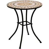Degamo Bistrotisch LUCCA 60cm rund, Eisen schwarz und Mosaik terracottafarben