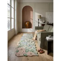 KADIMA DESIGN Wollteppich Handgetuftet mit floralem Design | Organisch geformt | Strapazierfähig aus 100% Wolle | 60x230cm