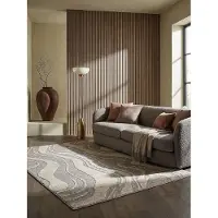 KADIMA DESIGN TEPPICH Waschbar LEAM, abstrakt, Grau, 120 x 165 cm