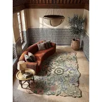 KADIMA DESIGN Wollteppich Handgetuftet mit floralem Design | Organisch geformt | Strapazierfähig aus 100% Wolle | 120x170cm