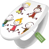 Banjado Toilettendeckel weiß mit Absenkautomatik und Motiv Happy Kids [TDW 10250]