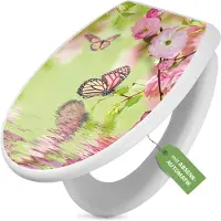 Banjado Toilettendeckel weiß mit Absenkautomatik und Motiv Japanische Kirschblüte [TDW 11139]