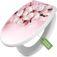 Banjado Toilettendeckel weiß mit Absenkautomatik und Motiv Japanische Kirsche [TDW 12309]