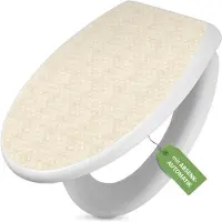 Banjado Toilettendeckel weiß mit Absenkautomatik und Motiv Beige Herzen [TDW 11404]