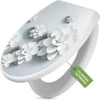 Banjado Toilettendeckel weiß mit Absenkautomatik und Motiv Papier Lotus [TDW 11421]
