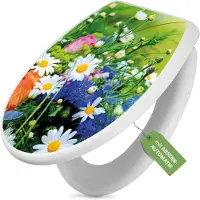 Banjado Toilettendeckel weiß mit Absenkautomatik und Motiv Blumenstrauß [TDW 10444]
