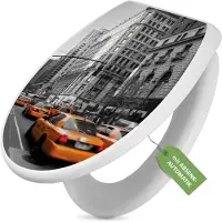 Banjado Toilettendeckel weiß mit Absenkautomatik und Motiv New York Taxi [TDW 10076]
