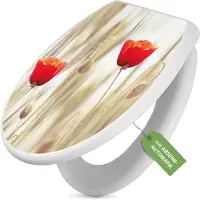 Banjado Toilettendeckel weiß mit Absenkautomatik und Motiv Klatschmohn [TDW 12261]