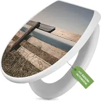 Banjado Toilettendeckel weiß mit Absenkautomatik und Motiv Zaun am Meer [TDW 11906]