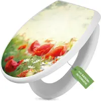 Banjado Toilettendeckel weiß mit Absenkautomatik und Motiv Kamille Und Mohn [TDW 12294]