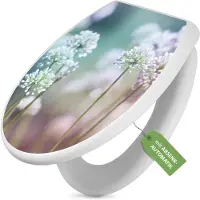 Banjado Toilettendeckel weiß mit Absenkautomatik und Motiv Lauchblüte [TDW 11577]