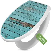 Banjado Toilettendeckel weiß mit Absenkautomatik und Motiv Blaue Holzlatten [TDW 10627]