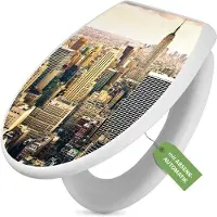 Banjado Toilettendeckel weiß mit Absenkautomatik und Motiv New York City [TDW 10238]