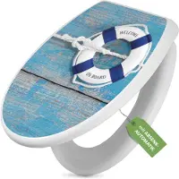Banjado Toilettendeckel weiß mit Absenkautomatik und Motiv Blauer Rettungsring [TDW 12763]