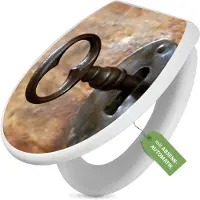 Banjado Toilettendeckel weiß mit Absenkautomatik und Motiv Schlüssel [TDW 11300]