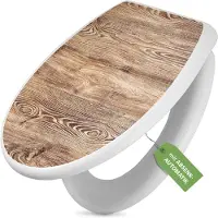 Banjado Toilettendeckel weiß mit Absenkautomatik und Motiv Maserung [TDW 12192]