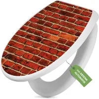 Banjado Toilettendeckel weiß mit Absenkautomatik und Motiv Ziegelwand [TDW 10099]