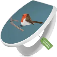 Banjado Toilettendeckel weiß mit Absenkautomatik und Motiv abstrakter Vogel [TDW 12883]