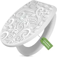 Banjado Toilettendeckel weiß mit Absenkautomatik und Motiv White Swirl [TDW 12946]