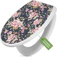 Banjado Toilettendeckel weiß mit Absenkautomatik und Motiv Rosen Auf Anthrazit [TDW 11219]