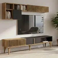 Dmora -Wandregal Gemini 180x35x40 cm Braun, 11 Böden, 5 Türen