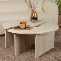 Dmora Couchtisch Codroipo 90x90x41 cm Beige Rund