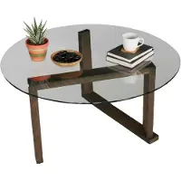 Dmora Ragia - Couchtisch, 80x80x41h cm Nussbaum Braun, mit Zeitschriftenablage