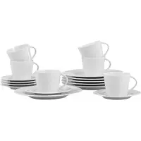 Caterado Kaffeeservice-Set Caterado ISTA, für 6 Personen, 18-teilig, Obertassen/Untertassen/Dessertteller, Porzellan, spülmaschinenfest, weiß