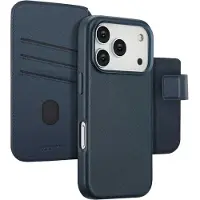 Accezz Apple iPhone 17 Pro Hülle - Echtes Leder - - 2 in 1 Case/Klapphülle - Dunkelblau
