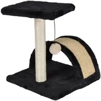 Homea Kratzbaum für Katzen mit einer Plattform und einem Pompon, 38 cm, schwarz